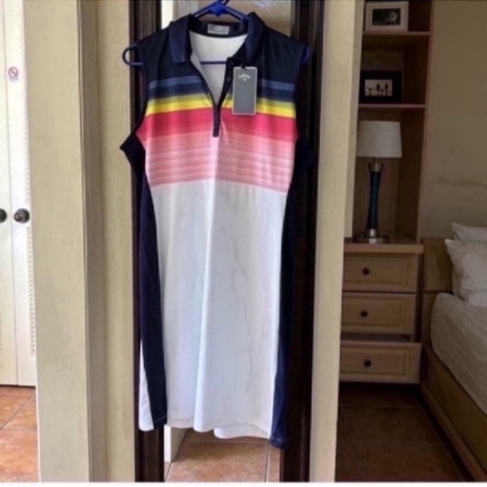 Callaway Women's Sleeveless Dress - Navy, Pink, Yellow, White